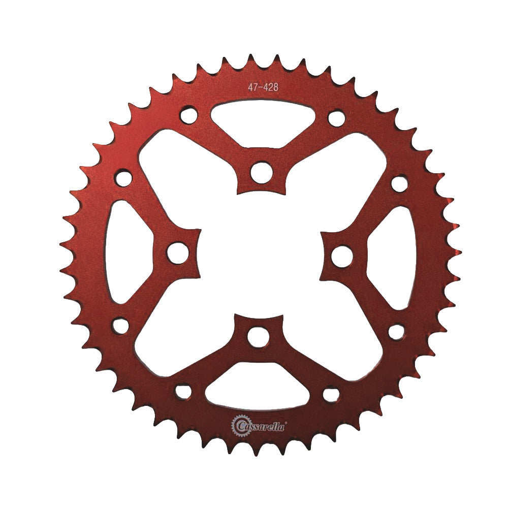 SPROCKET - 4 HUECOS DURALUMINIO DT125/175 - ROJO - CASSARELLA