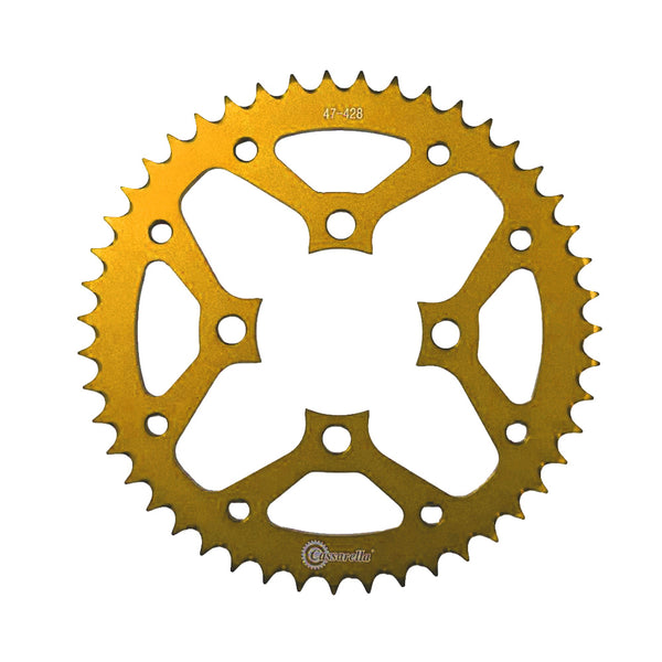 SPROCKET - 4 HUECOS DURALUMINIO DT125/175 - DORADO - CASSARELLA